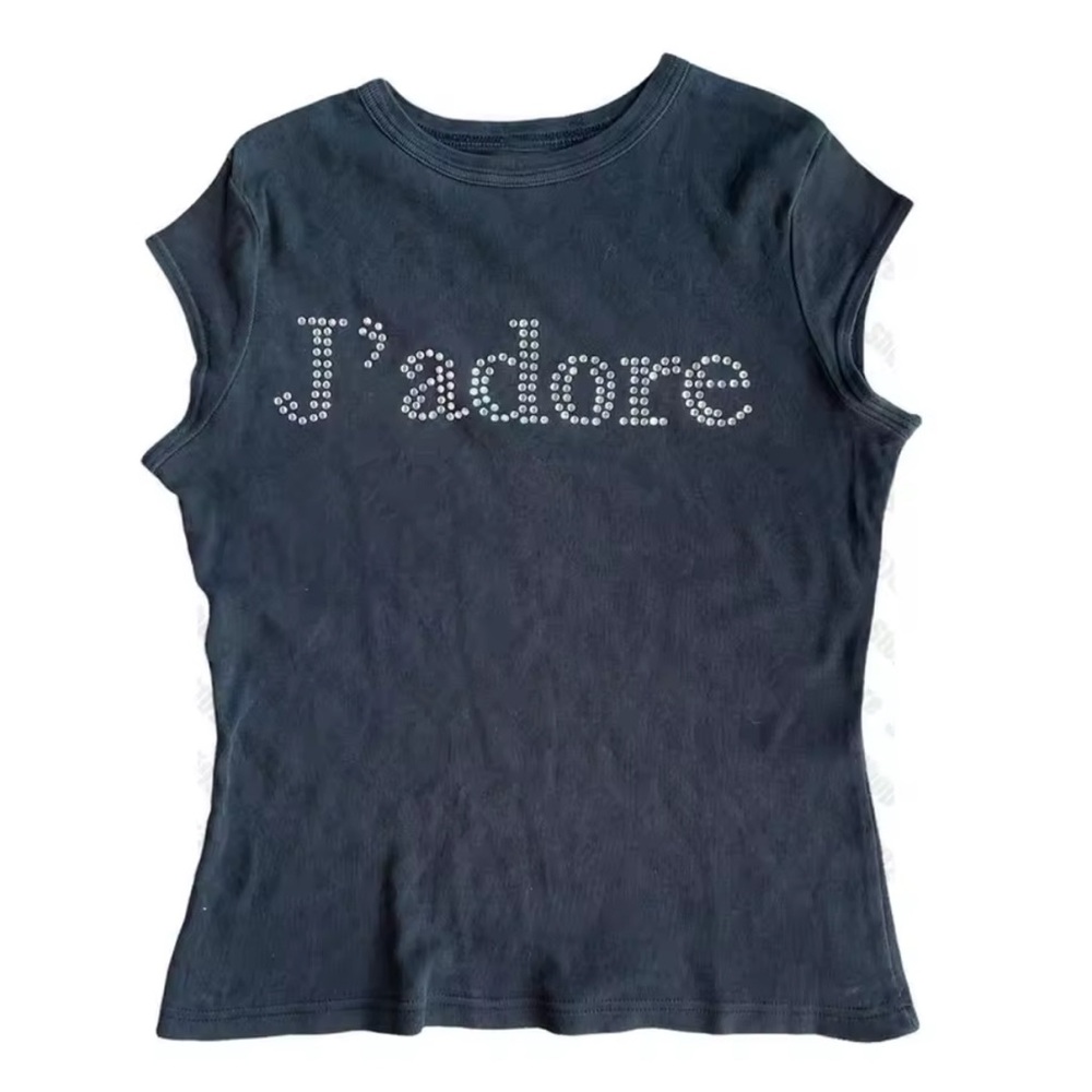 Women's Black J'adore Short Sleeve Tee